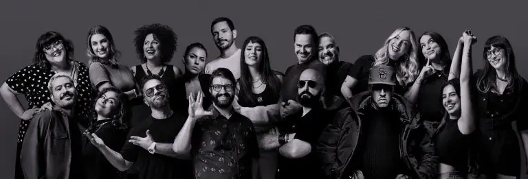 Arte com diversos podcasters que estarão no 1º Spotify Podcast Festival